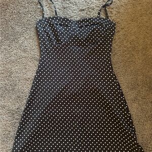 Chic Black and White Polka Dot Mini Dress